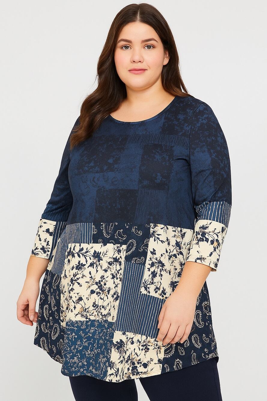 NWT Lily By Firmiana Blue Floral Paisley Top 3XL